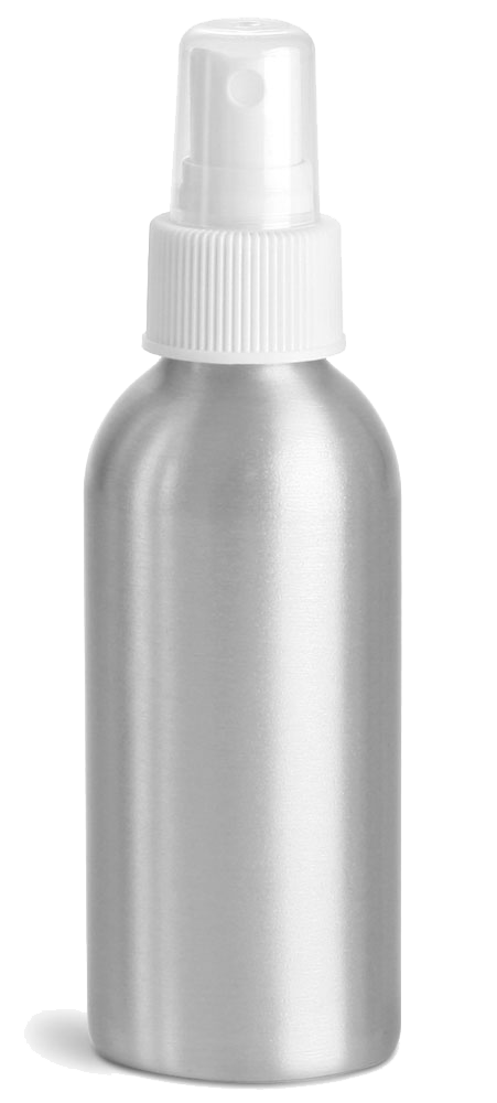 Silver Aluminum Bottle with White Mister - 120ml