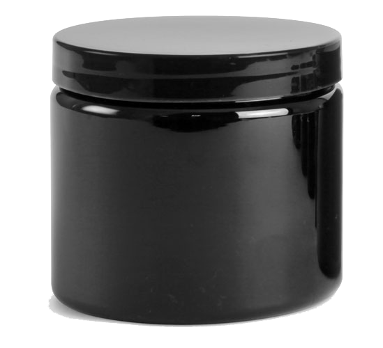 Black Plastic Jar with Black Lid