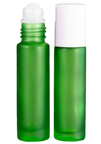 Light Green Frosted Glass 10ml Roll-on Bottle with Cap