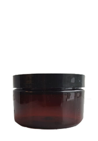 Amber Plastic Jars w/Black Lid