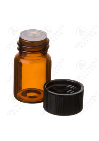 Amber Glass Vial With Reducer and Black Cap